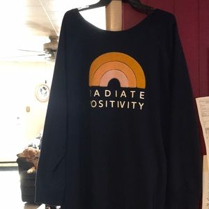 Plus size sweater “radiate positivity”